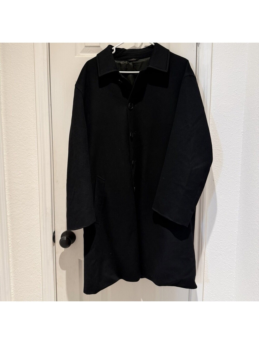 Nordstrom Loro Piana Italy Black Wool Mens Coat 44R Luxury Overcoat Classic
